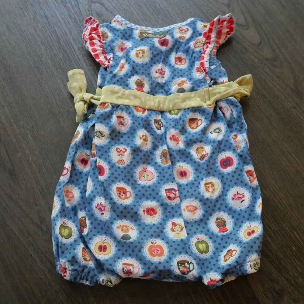 Matilda Jane Teacher's Pet Short Romper 6-12 Months Baby Ruffles Bubble Romper